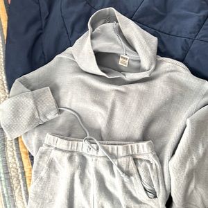 PINK corded shorts and hoodie.